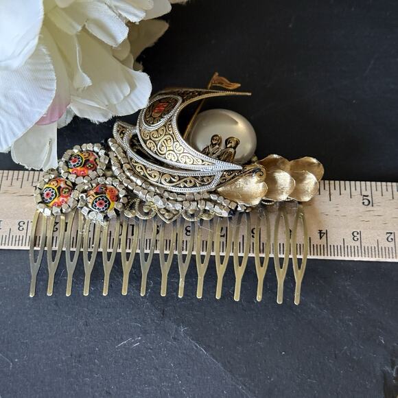 Formal Hair Comb Bridal Hairpiece Vintage Jewelry Beach Wedding Silver - Picture 5 of 5